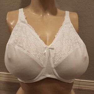 Lilyette Bra 36DDD White Underwire Unlined 0428